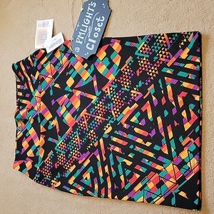 LuLaRoe Small Cassie Skirt New Geometric Pattern Black Yellow Red Green
